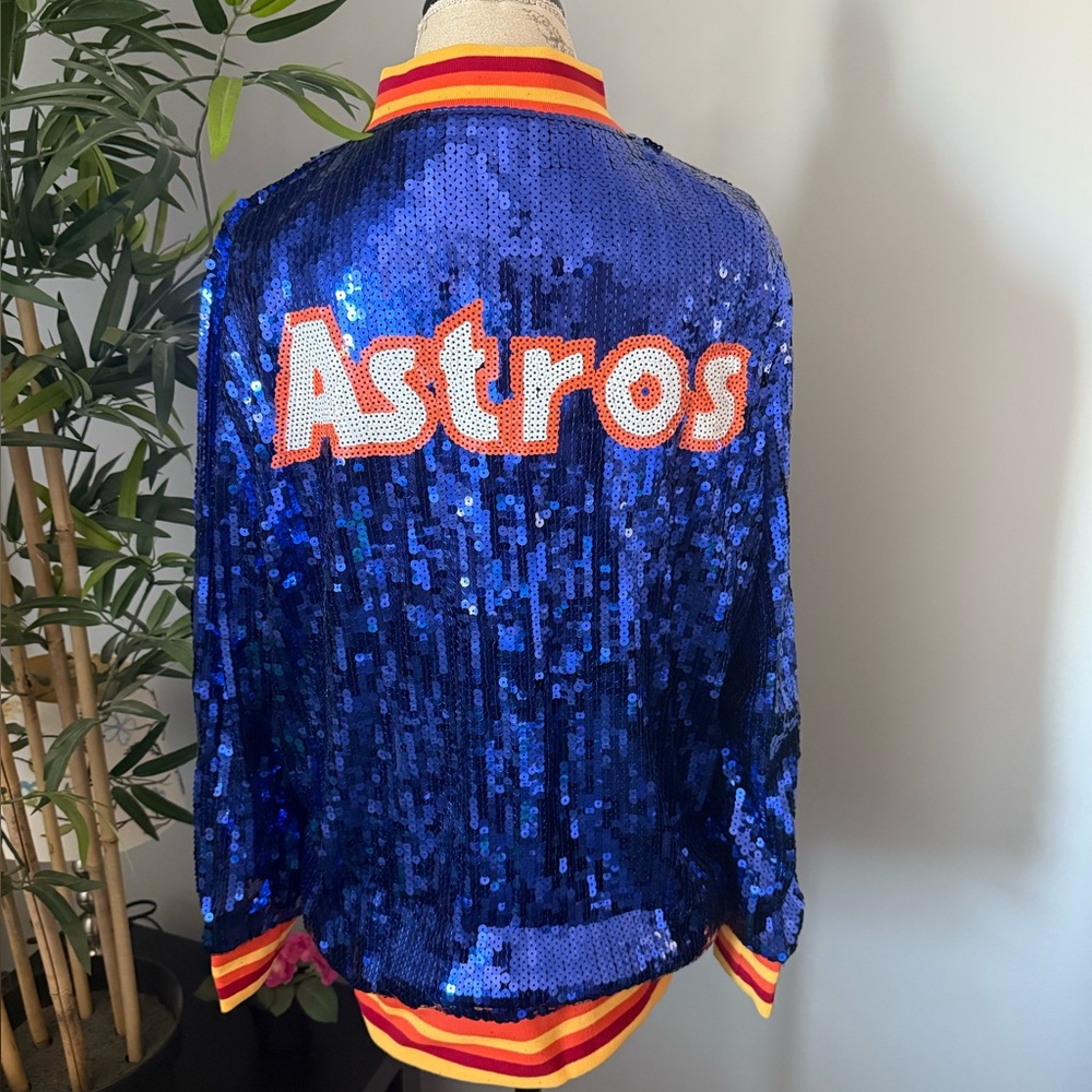 Houston Astros Jacket Size Large Woman Sequin Glitter Coat New